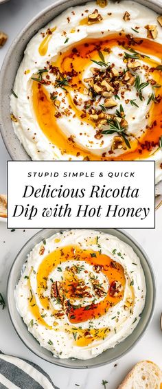 Image for Delicious Ricotta Dip with Hot Honey Ricotta Dip, Ricotta Recipes, Ricotta, Girls Night, Cool Girl, Honey