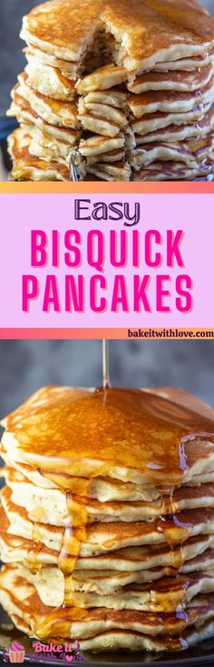 pancakes stacked on top of each other with the words easy biscuit pancakes