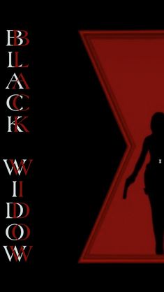 the silhouette of a woman walking in front of a black widow sign