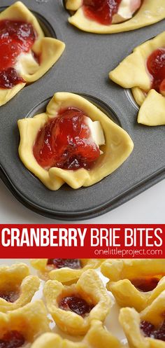 homemade cranberry brie bites are ready to be baked in the oven and eaten