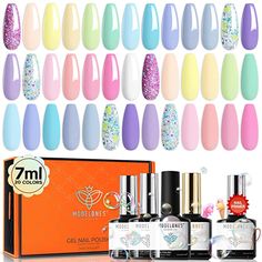 Limited-time deal: Modelones Gel Nail Polish Kit 24Pcs, Pastel Summer 20 Colors 7ML Glitters Spring Gel Polish Set with Glossy&Matte Top Base Coat + Bond Primer, Macarons Girly Collection Nails Art Manicure Home DIY Gifts for Women Girls Gel Nail Polish Colors, Nail Polish Kit, Nail Primer, Glitter Gel Polish, Nail Polish Set, Top Base, Nail Polish Kits, Gel Nail Polish Set, Trendy Nail Art