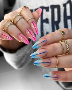 Nails And Rings, Colorful Nails, Fire Nails, Funky Nails, Chic Nails, Dope Nails, Short Acrylic Nails, Best Acrylic Nails, Long Acrylic Nails