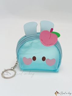 Bird in Bag - Talucent Childrens Half-Moon Zip Pouch with Pink Color and Cute Cartoon Bunny Design Cute Portable Blue Bag, Light Blue Pouch Bag As Gift, Light Blue Pouch Bag For Gift, Casual Blue Bag For Personal Use, Casual Blue Bags For Personal Use, Blue Zipper Pouch For School, Cute Light Blue Bag For Gift, Blue Travel Coin Purse, Cute Blue Pouch Bag