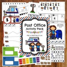 the post office activity pack with pictures and numbers to print out for children's learning