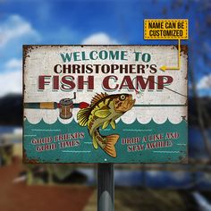 Personalized Metal Sign Fishing Fish Camp Drop A Line Color CTM One Size 24x18 inch (60.96x45.72 cm) Custom - Printyourwear Camp Decorating Ideas, Fishing Sign, Patio Signs, Fishing Signs, Camping Signs, Backyard Bar, Outdoor Signage, Word Signs, Steel Signs