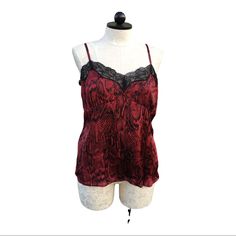 Sofia Vergara Red Black Sexy Silky Camisole Tank Size Xl Pit To Pit 22” New With Tags 1507 Red Camisole Top For Night Out, Red Spaghetti Strap Top For Night Out, Red Tank Top With Built-in Bra For Night Out, Red Camisole With Built-in Bra, Red Sleeveless Camisole With Built-in Bra, Red Stretch Cami Camisole, Red Camisole Top With Built-in Bra, Red Cami Tank Top With Built-in Bra, Red Tank Camisole For Night Out