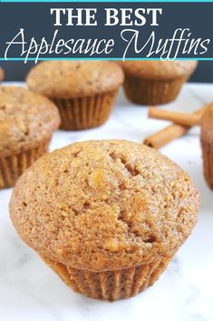 muffins with cinnamon on top and the words, the best appliance muffins