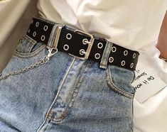 Specifications: Belts Material: Cowskin Belt Width: 3.8cm/1.49 inch Buckle Length: 5.5cm/2.16 inch Buckle Width: 5.5cm/2.16 inch Belt Length: 105cm/41.33 inch Package Includes: 1*Ramone Punk Style Pin Buckle Belt *Please allow 10-21 business days for the item to arrive Trendy Silver Belt Buckle With Belt Included, Belts Aesthetic, Creative Outfits, Belt Chain, Buckle Jeans, Women Belt, Branded Belts, Estilo Punk, Chain Belt