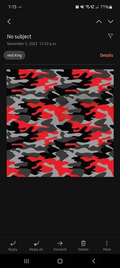 the red camo pattern is displayed on an iphone's screen, and it appears to be showing no subject