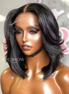 Short Middle Part Layered Bob Natural Hair Lace Front Wigs - WigzbyCharise031 Short Middle Part, Hair Color Natural, Color Natural Hair, 12 Inch Hair, Full Lace Wig Glueless, Bob Haircut Curly, Curly Lace Wig, Blonde Hair With Bangs, Short Human Hair Wigs