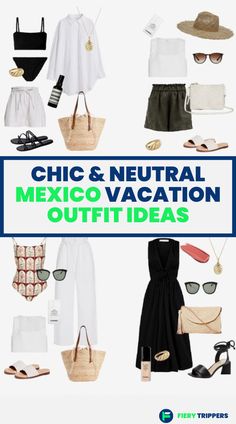 chic and neutral mexican vacation outfit ideas for the beach or pool - click to see more