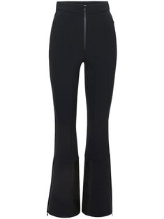 black flared high waist front zip fastening two side zip-fastening pockets ankle zips Modern Black Bottoms With Zip Fly, Black Flare Pants For Winter, Black Flare Winter Pants, Fitted Black Skiing Bottoms, Ski Trousers, Classic Corvette, Black Flare, Flare Leggings, Ski Wear