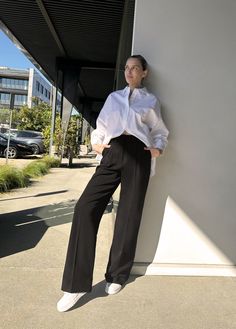 Our dreamy new addition to everyone's favorite trouser offers the same best-selling styling--front pleats, a fluid wide leg hem, and front pockets. The Dream Favorite Pant also features an elastic back waistband for a super comfortable, relaxed fit. Crafted from a blend suiting fabric, these black trousers may be your favorite ones yet.Inseam: 34"Rise: 13"63% POLYESTER, 32% RAYON, 5% SPANDEXAdrianna is 5'9" wearing size 2Inseam: 34"Rise: 13" Loosely Fitted Wide Leg Pants For Work, Relaxed Fit Wide Leg Workwear Pants, Classic Wide Leg Pants With Relaxed Fit, Elegant Wide Leg Relaxed Fit Culottes, Office Wide Leg Pants With Elastic Waistband, Office Wide Leg Relaxed Fit Pants, Relaxed Fit Wide Leg Ankle-length Pants For Work, Chic Wide Leg Pants With Elastic Waistband For Work, Relaxed Fit Ankle-length Wide Leg Pants For Work