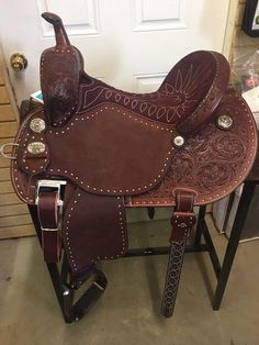 a saddle that is sitting on a table