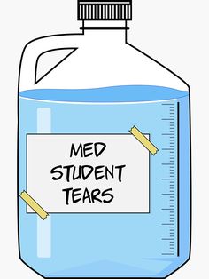 a glass bottle filled with blue liquid that says pschool student tears