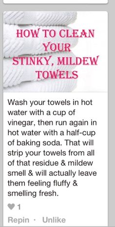 towels are stacked on top of each other with the words how to clean your stinky mildew towels