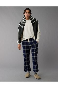 Soft, cozy flannel/Elasticized waistband Cozy Fit Cotton Pants For Fall, Plaid Bottoms With Pockets For Loungewear, Cozy Cotton Pants For Fall, Casual Plaid Lounging Bottoms, Cozy Cotton Bottoms For Fall, Casual Plaid Bottoms For Lounging, Cozy Fall Pants, Cozy Straight Leg Winter Bottoms, Relaxed Fit Plaid Pants For Fall