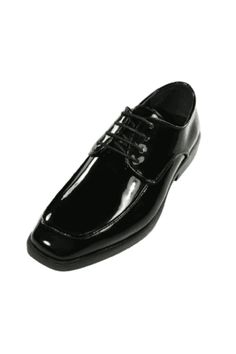 Color: Black
 	Style: Oxford
 	Material: Patent Leather
 	Brand: Cardi Black Synthetic Dress Shoes For Spring, Black Formal Dress Shoes For Spring, Sleek Black Dress Shoes For Party, Modern Black Evening Dress Shoes, Black Synthetic Dress Shoes For Party, Tuxedo Styles, Black Patent Shoes, Tuxedo Shoes, Patent Shoes