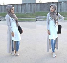 long cardigan neutral color, Hijab looks by Sincerely Maryam… Abaya Outfits, Styles Hijab, Eastern Fashion, Long Cardi, Desi Outfits, Modest Clothes, Arabic Style, Hijab Fashionista, Hijabi Style