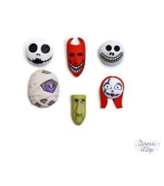 five different types of halloween decorations on a white background