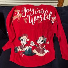 Brand New With Tags Size Large - Runs Big. 2023 Mickeys Very Merry Christmas Party Spirit Jersey Disney World Disney Style Holiday Tops For Winter, Disney Holiday Tops For Winter, Disney Crew Neck Holiday Tops, Disney Christmas Holiday Top, Disney Christmas Spirit Jersey, Christmas Disney Holiday Top, Disney Christmas Holiday Tops, Disney Crew Neck T-shirt For Holiday, Long Sleeve Disney Christmas Shirts