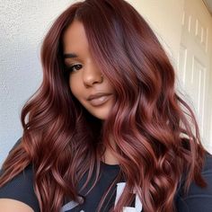 Cherry Brown Hair With Highlights, Dark Red With Blonde Highlights, Auburn Hair Formula, Medium Red Brown Hair, Red Hair For Warm Skin Tones, Red Auburn Hair Color, Reddy Brown Hair, Brown Auburn Hair Color