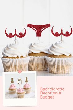 Bachelorette Party Cupcakes, Decoration On A Budget, Ring Cupcake Topper, Bachelorette Decor, Bachelorette Cake, Decorating Cupcakes, Cupcake Decor, Bachelorette Favors, Bachelorette Decorations