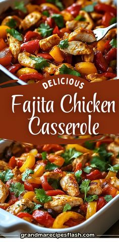 delicious fajita chicken casserole is an easy dinner recipe