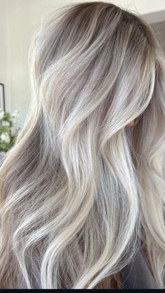 White Hair With Lowlights, Natural White Hair, Grey Blonde Hair, Grey Hair Dye, Brunette Hair With Highlights, Gorgeous Hair Color, Hair White