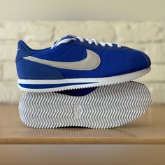 Nike Id Cortez 72’ Running Shoes Fj8890-905 White Blue Nylon Women 11.5/Men 10 Blue Nylon Sneakers For Jogging, Blue Nylon Sports Sneakers, Blue Sneakers With Contrast Sole For Jogging, Blue Nylon Sneakers For Sports, Custom Nike Blue Sneakers For Jogging, Blue Nylon Low-top Running Shoes, Blue Nylon Sneakers With Round Toe, Blue Nylon Sneakers With Rubber Sole, Blue Casual Running Shoes With Contrast Sole