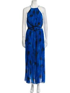 Michael Kors Collection DressBluePrintedPleated & Keyhole AccentsHalterneckButton Closure at BackFit:Dresses by Michael Kors Collection typically fit true to size. Michael Kors Dress Print Greek, Michael Kors Clothes, Printed Long Dress, Dress With Floral Print, Printed Long Dresses, Michael Kors Collection, Blue And Black, Fashion Sketches, Halter Neck