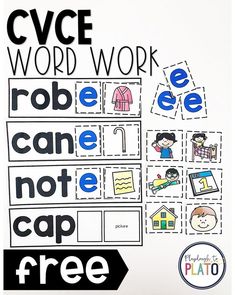 cvce word work for children to use in their homeschool or classroom activities