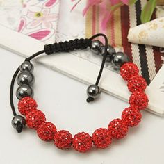 Red Crystal Shamballa Bracelet Shambala Bracelet, Rhinestone Bracelets, Hematite Crystal, Shamballa Bracelets, Red Bracelets, Rhinestone Bead, Red Crystals, Rhinestone Bracelet, Fashion Accessories Jewelry