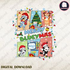 merry blueymas digital clipart