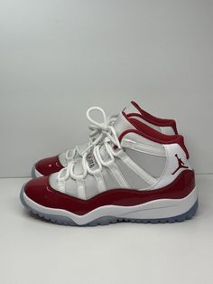 Nike Air Jordan 11 Retro PS Cherry Red Patent Leather 378039-116 Kid Size 3Y Style Code: 378039-116 Size: 3 Youth PS  Color: Cherry Red White Condition: Great condition, only worn one time, almost no creasing. does have a b grade stamp. Box is missing lid as shown Fast Shipping Ships same day or next day guaranteed. If you have any questions or concerns feel free to send me a message. Thank you for viewing Fire Shoes, Nike Air Jordan 11, Shoe Wishlist, Air Jordan 11 Retro, Cute Nike Shoes, Girly Shoes, Jordan 11 Retro, Cute Nikes, Red Cherry