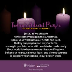 two candles with the words jesus's advent prayer