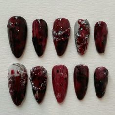 Hallowen nail art Vampire Nails, Fake Nails Designs, Gothic Nails, Nails Only