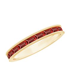 Product Details Experience the stunning beauty of our Milgrain Eternity Ring, featuring exquisite Baguette Cut Created Rubies set meticulously in a timeless Channel Setting. This ring radiates elegance and sophistication, making it a captivating symbol of enduring love and style. Product Information SKU SHP-RINGS052180545 Width 1.5 mm Height 2.2 mm Weight 1.76 gm (Approximate) LAB CREATED RUBY INFORMATION No.of Stones 10 Pieces Total Weight 1.87 Carat (Approximate) Dimension(approx) Baguette-2X4 Sapphire Baguette Band, Enduring Love, Baguette Band, Channel Setting, Baguette Cut, Ruby Ring, Eternity Ring, Band Ring, Lab Grown