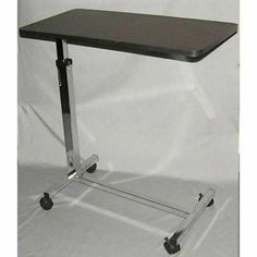 a black table with wheels on it