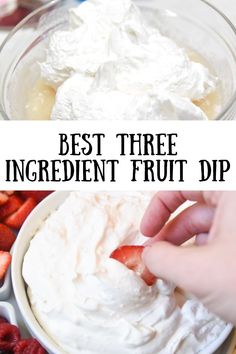 the ingredients for this fruit dip are in bowls