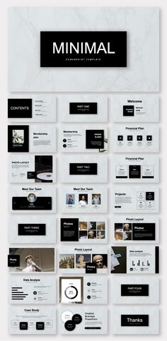 the minimal powerpoint presentation is displayed in black and white, with an abstract background