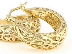 Artisan Collection of Turkey™ 18k yellow gold over sterling silver filligree hoop earrings. Measures approximately 1.25"L x 0.63"W. Saddleback backings. Party Rings, Latest Jewellery, Sterling Silver Hoop Earrings, Sterling Silver Hoops, Faceted Gemstones, Silver Hoops, Silver Hoop Earrings, Cultured Pearls, Post Earrings