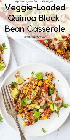 two plates filled with quinoa black bean casserole