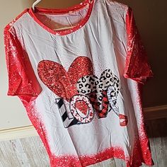 Ptp...22in Length...24in New In Package Red Heart Print Casual Top, Casual Red Heart Print Top, Casual Red Top With Heart Print, Casual Red Tops For Valentine's Day, Casual Red T-shirt For Valentine's Day, Red Graphic Tee For Valentine's Day, Light Blue Top, Drop Shoulder Tee, Shine Your Light