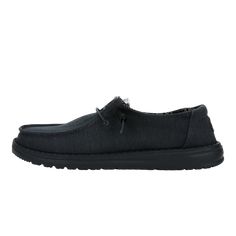 Black on black Hey Dudes. Canvas Slip On Shoes, Hey Dudes, Loafer Shoes Women, Most Comfortable Shoes, Slip On Loafers, Hey Dude, Elastic Laces, Perfect Woman, Canvas Sneakers