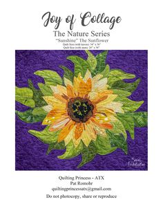 an image of a quilted sunflower with the words joy of eclaie on it