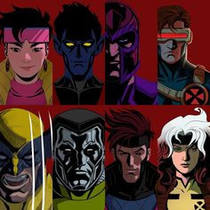 an image of some characters from the animated series x - men with different facial expressions