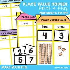 place value houses printable numbers to ad