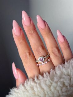 Pink  Collar    Bare Nails Embellished   Nail,Hand & Foot Care Ongles Rose Pastel, Milky Pink Nails, Milky Pink, Milky Nails, Rose Nails, Almond Acrylic Nails, Nails 2024, Pink Acrylic Nails