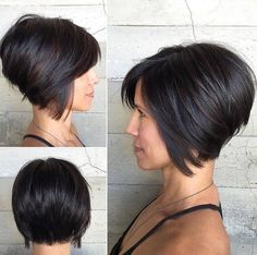 Short+Inverted+Bob+Haircut+For+Thick+Hair More Short Inverted Bob Haircuts, Short Bob Cut, Inverted Bob Haircuts, Stacked Haircuts, Inverted Bob Hairstyles, Thick Hair Cuts, Short Hairstyles For Thick Hair, Inverted Bob